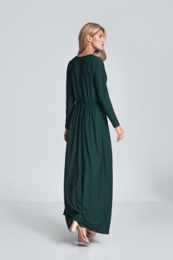 Sukienka maxi z długim rękawem - zielona