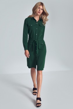 Koszulowa sukienka midi - zielona