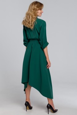 Sukienka z asymetrycznym dołem - zielona