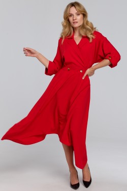 Sukienka z asymetrycznym dołem - czerwona