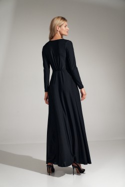 Długa rozkloszowana sukienka - czarna