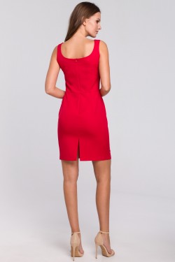 Sukienka mini z dekoltem karo - czerwona