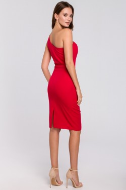 Sukienka na jedno ramię - czerwona