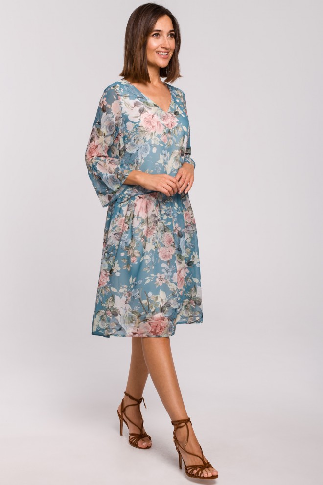 Szyfonowa sukienka z obniżoną linią talii - model4